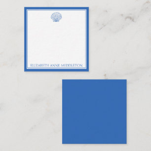 Coastal Preppy Blue and White Shell Personalised Card