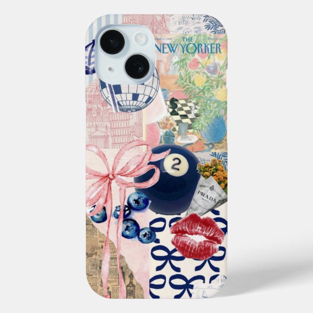 Coastal Preppy Collage, Summer Collage Phone case (Back)