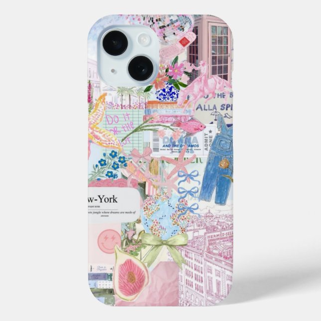 Coastal Preppy Collage, Summer Collage Phone case (Back)