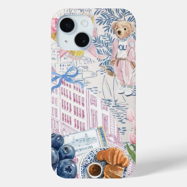 Coastal Preppy Collage, Summer Collage Phone case (Back)