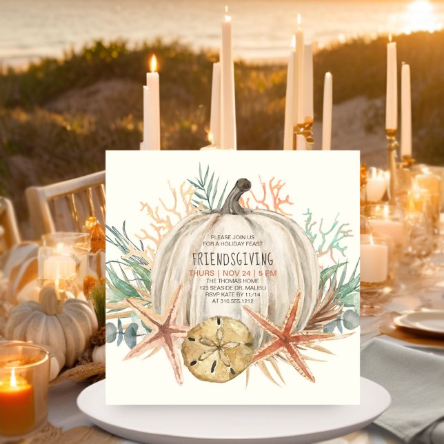 Coastal Pumpkin Friendsgiving Thanksgiving Invitation (Creator Uploaded)