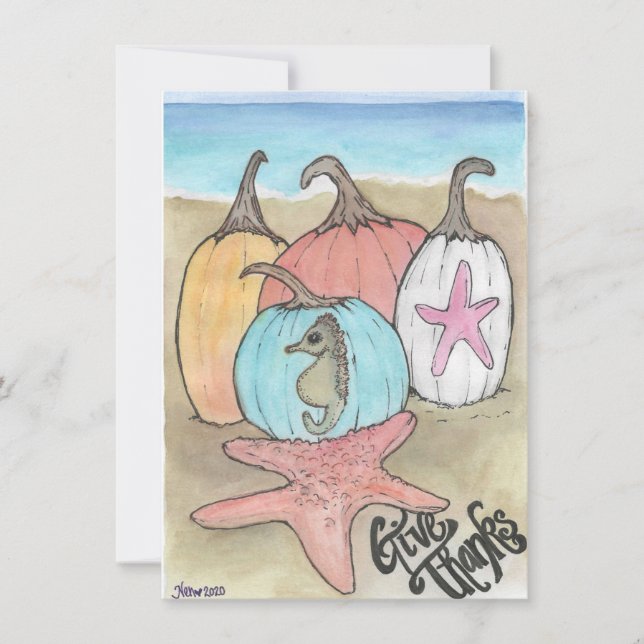 Coastal Pumpkins Holiday Card (Front)
