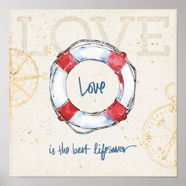 Coastal Quote | Love is the best lifesaver Poster (Front)