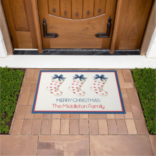 Coastal Red Crab Christmas Stocking Doormat