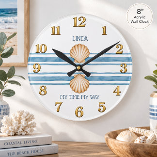 Coastal Retirement My Time My Way Gift Keepsake Round Clock