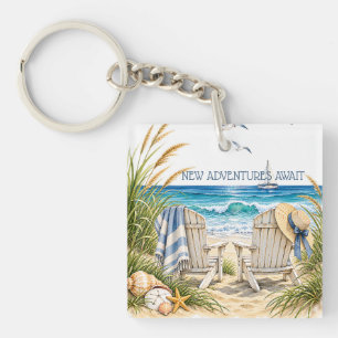 Coastal Retirement New Adventures Keepsake Gift Key Ring