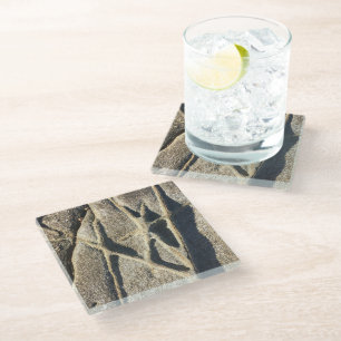 Coastal Rock Pattern Star Beachside  Glass Coaster