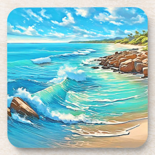 Coastal Rock Scene Design Coaster