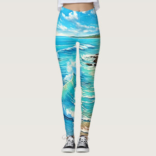 Coastal Rock Scene Design Leggings