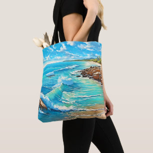 Coastal Rock Scene Design Tote Bag