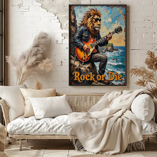 Coastal Rocker: Lion on the Edge Poster