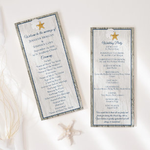 Coastal Rustic Driftwood Sand Dollar Wedding Program