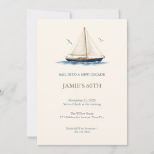 Coastal Sailboat Birthday Party Invitation