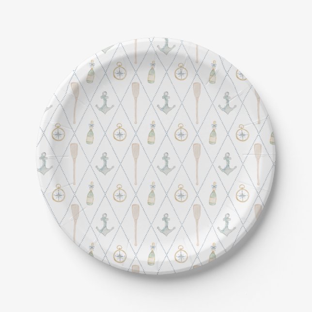 Coastal Sailboat Paper Plates (Front)