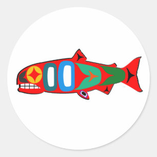 Coastal Salmon Classic Round Sticker