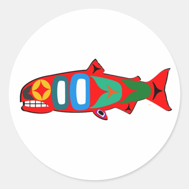 Coastal Salmon Classic Round Sticker (Front)