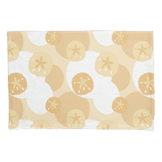 Coastal Sand Dollar Beige White Abstract Pattern Pillowcase