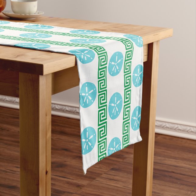 Coastal Sand Dollar Greek Key  Beach Wedding     Medium Table Runner (In Situ)