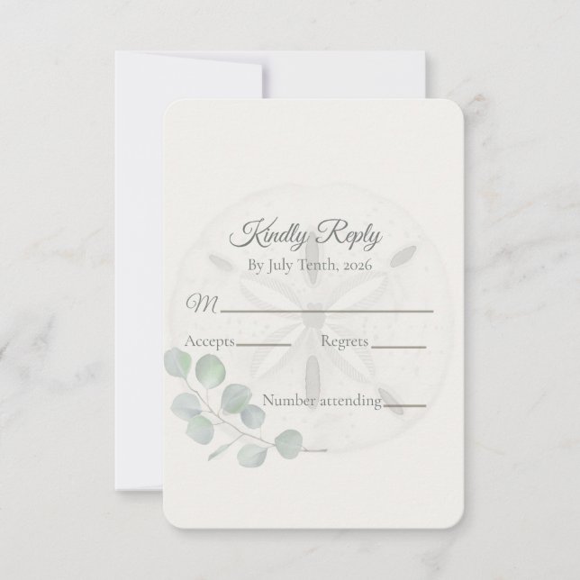 Coastal Sand Dollar Watercolor RSVP Card (Front)