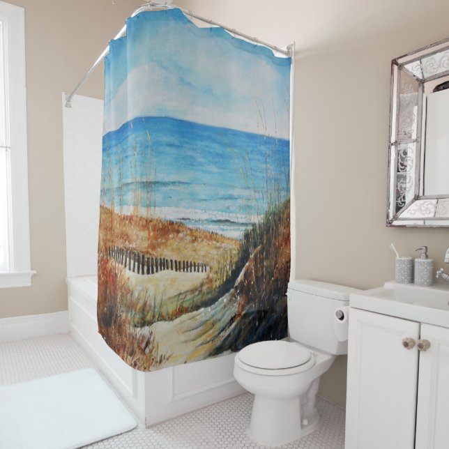 Coastal Sand Dunes Beach Art Shower Curtain (In Situ)