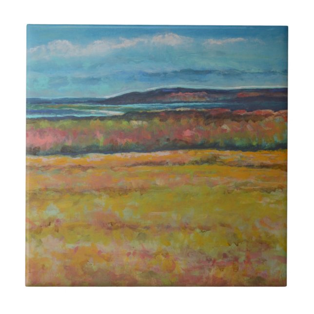 Coastal Sand Dunes Painted Artwork Ceramic Tile (Front)