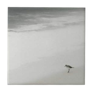 Coastal Sandpiper on the Beach Ceramic Tile