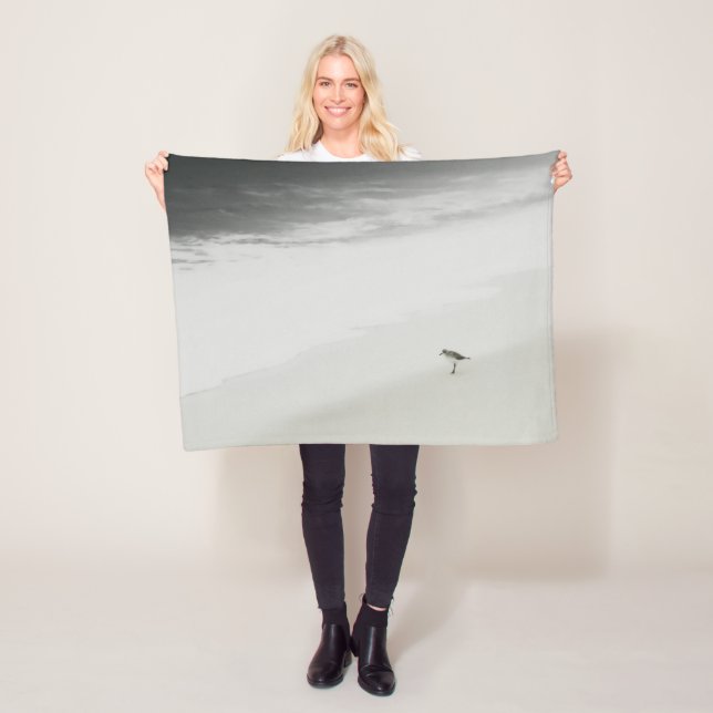 Coastal Sandpiper on the Beach Fleece Blanket (In Situ)