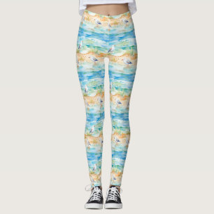 Coastal Sandpiper Shoreline Pattern (1) Leggings