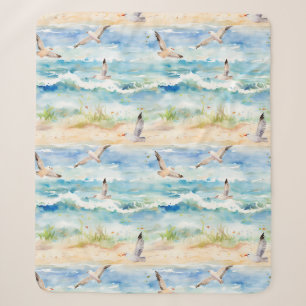 Coastal Sandpiper Shoreline Pattern (2) Sherpa Blanket