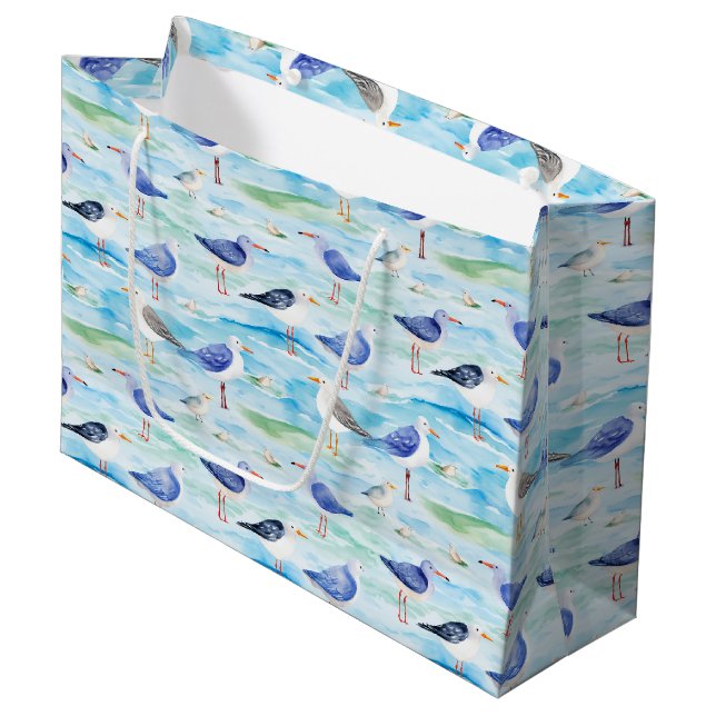 Coastal Sandpiper Shoreline Pattern (3) Large Gift Bag (Front Angled)