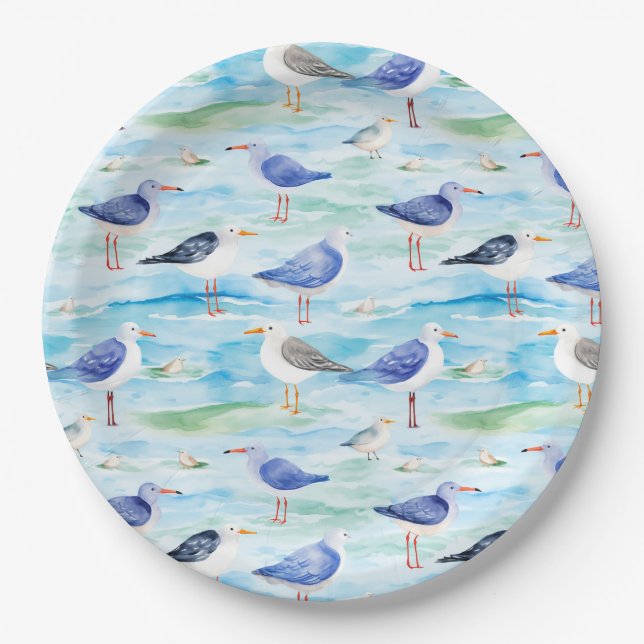 Coastal Sandpiper Shoreline Pattern (3) Paper Plate (Front)