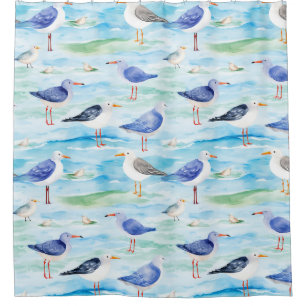 Coastal Sandpiper Shoreline Pattern (3) Shower Curtain