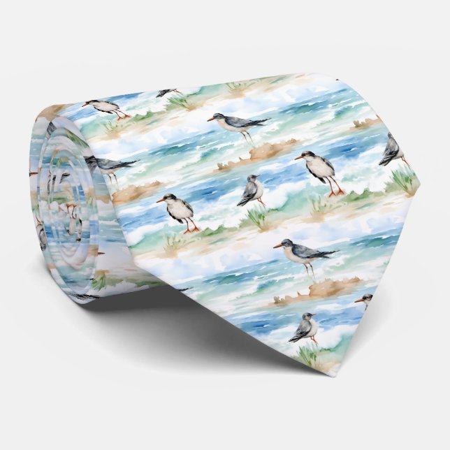 Coastal Sandpiper Shoreline Pattern (4) Tie (Rolled)
