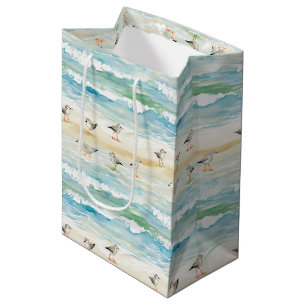 Coastal Sandpiper Shoreline Pattern (5) Medium Gift Bag