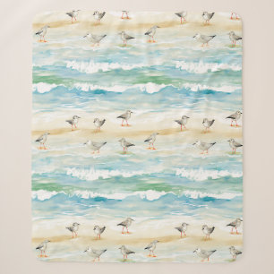 Coastal Sandpiper Shoreline Pattern (5) Sherpa Blanket