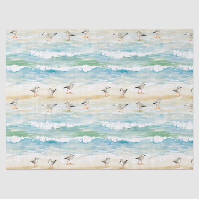 Coastal Sandpiper Shoreline Pattern (5) Tissue Paper (Front)