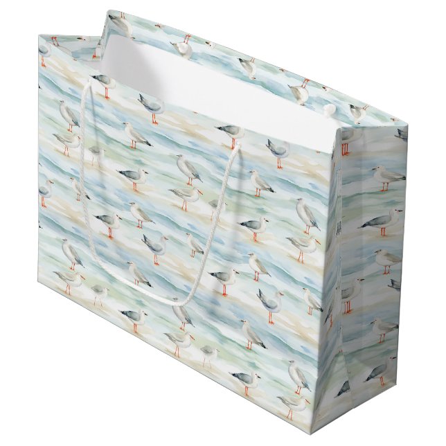 Coastal Sandpiper Shoreline Pattern (6) Large Gift Bag (Front Angled)