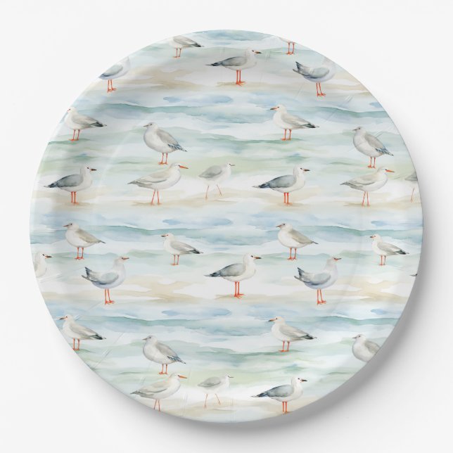 Coastal Sandpiper Shoreline Pattern (6) Paper Plate (Front)