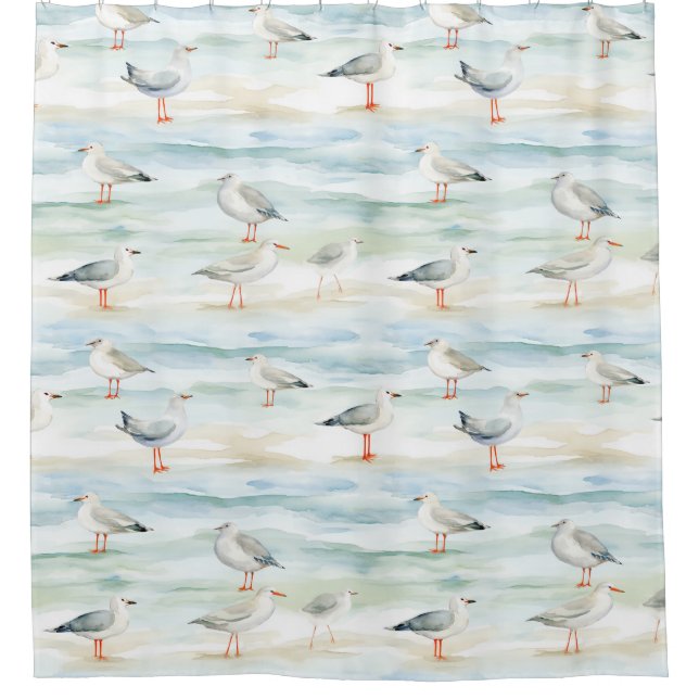 Coastal Sandpiper Shoreline Pattern (6) Shower Curtain (Front)