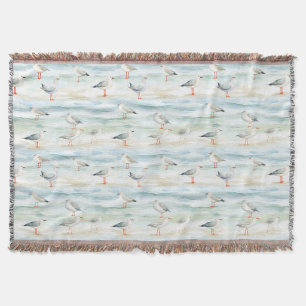 Coastal Sandpiper Shoreline Pattern (6) Throw Blanket