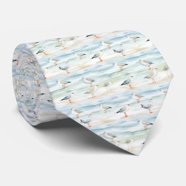 Coastal Sandpiper Shoreline Pattern (6) Tie (Rolled)