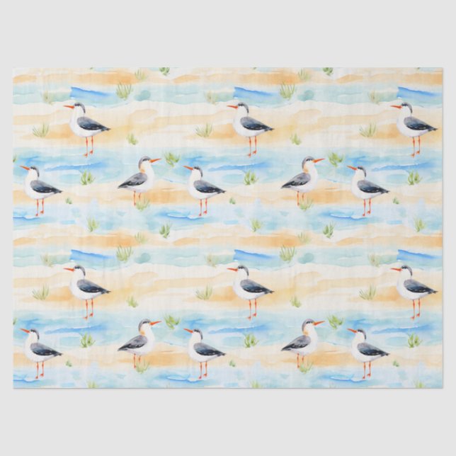 Coastal Sandpiper Shoreline Pattern (7) Tissue Paper (Front)