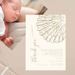 Coastal Sandy Beige Baby Shower Photo Thank You Card