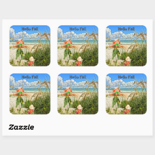 Coastal Sanibel Island Florida Beach & Scarecrow Square Sticker