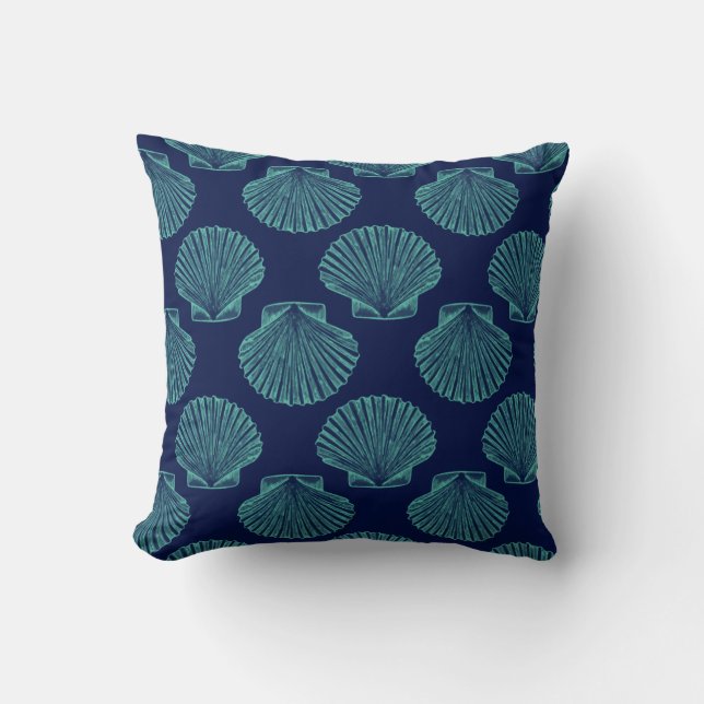 Coastal Scallop Seashells Cushion (Front)