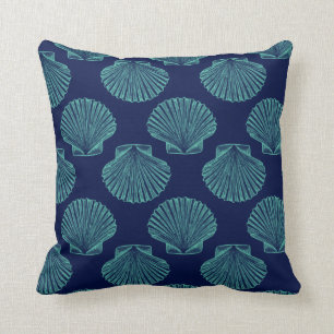 Coastal Scallop Seashells Cushion