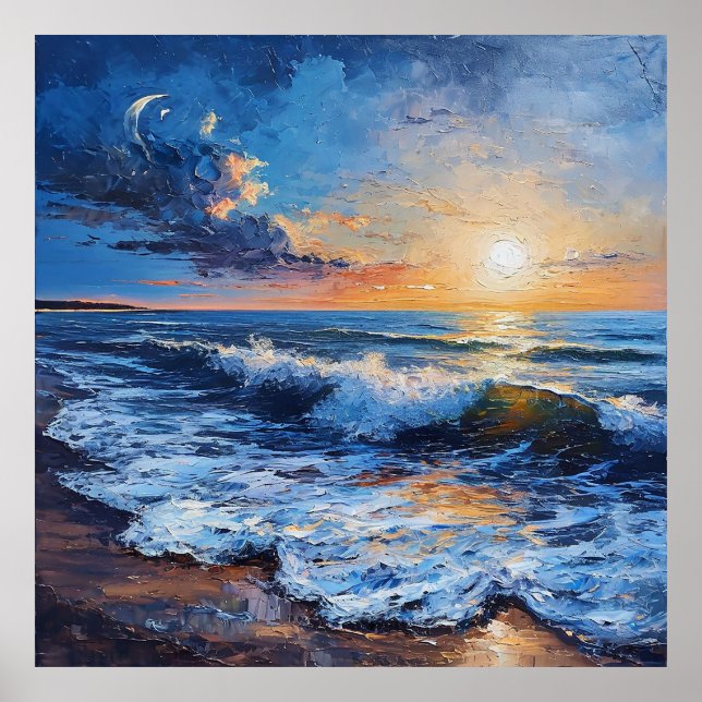 Coastal scene at sunset poster (Front)