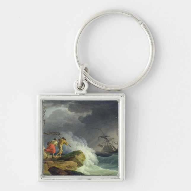 Coastal Scene in a Storm, 1782 Key Ring (Front)