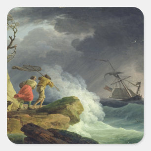 Coastal Scene in a Storm, 1782 Square Sticker