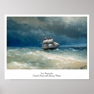 Coastal scene with Stormy Waters Ivan Aivazovsky Poster